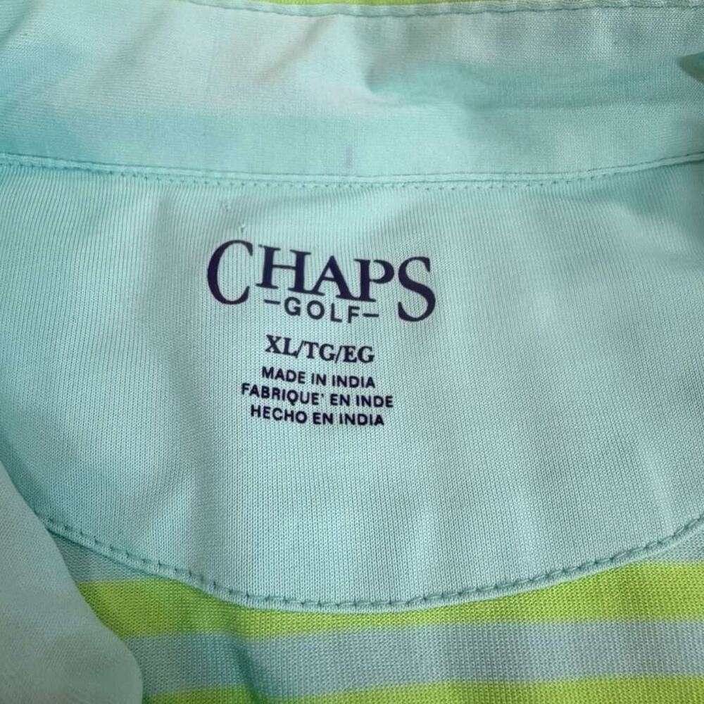 Chaps Golf Stay-Dry Polo Shirt Men Sz XL Green Striped Stretch Performance - Picture 4 of 16
